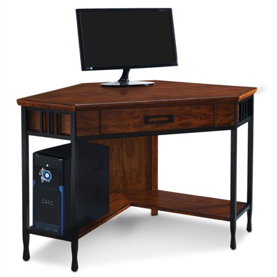 Ironcraft Burnished Black Corner Desk with Keyboard Drawer