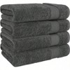 4 Piece Turkish Bath Towels, Extra Large Soft Plush, Dark Gray Bathroom Set (27 Inch X 54 Inch) - 4 of 4