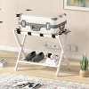 Luggage Rack set of 2 Bamboo Folding Suitcase Stand with storage shelf for guest room Living Room - 4 of 4