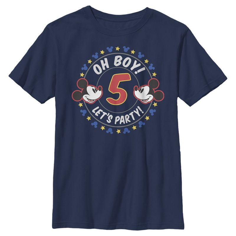 Boy's Mickey & Friends 5th Birthday Oh Boy Let's Party Mickey T-Shirt, 1 of 5