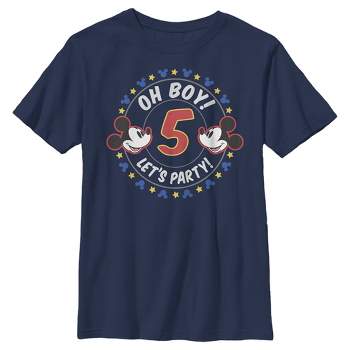 Boy's Mickey & Friends 5th Birthday Oh Boy Let's Party Mickey T-Shirt