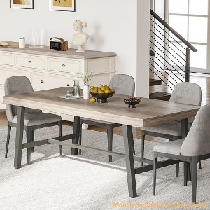 70 Inch Farmhouse Dining Table for 6 to 8, Large Rectangular Dinner Table for Dining Room, Home Office, Living Room - 1 of 4