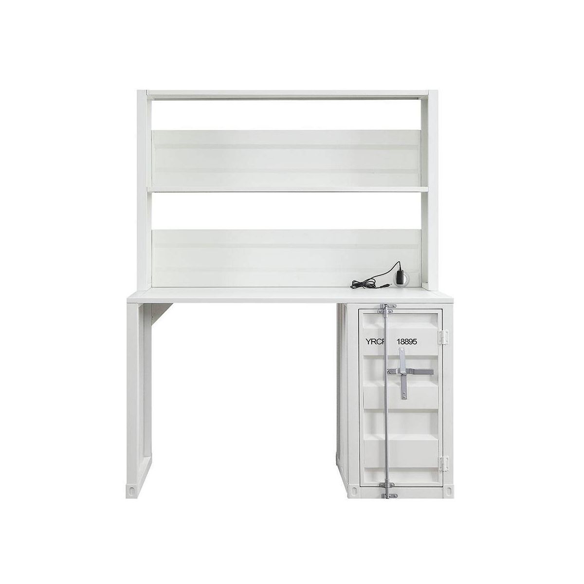 47" Cargo Desk White - Acme Furniture: L-Shaped Metal Frame, No Assembly, All Purpose Drawer - thumbnail 5