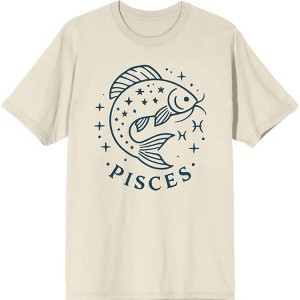 Pisces Zodiac Fish With Glitter Adult Crew Neck Short Sleeve Tee - 1 of 2