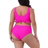Agnes Orinda Women's Plus Size Ruffle Tie High Waisted Tummy Tummy Control Two Piece Swimwear - 4 of 4
