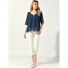 Allegra K Women's Lace Trim Ruched Comfy Summer 1/2 Sleeve V Neck Shirt - 2 of 4