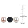 EVERLY JEWELRY | Sterling Silver 7-8mm Pink White and Black Cultured Freshwater Pearl Stud Earrings 3-Piece Set - 2 of 3