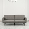 Contemporary Converts to Bed Gray 1pc Futon Sofa Channeled Tufted Back Soft Track Arm Couch W USB - 4 of 4