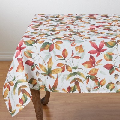 Saro Lifestyle Fall Leaf Patterned Poly Tablecloth, 70"x70", Multi, Square