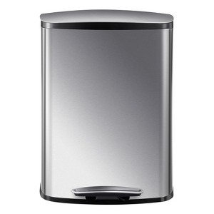 13-Gallon Foot-Operated Kitchen Trash Can, Made Of Stainless Steel, With A Soft-Close Lid And Removable Inner Bin, Suitable for Bathrooms, Offices - 1 of 4