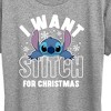 Women's - Lilo and Stitch - I Want A Stitch For Christmas Short Sleeve Graphic T-Shirt - 2 of 4