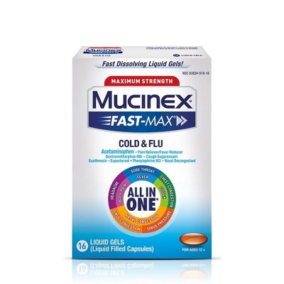 Mucinex Fast-Max Cold & Flu Relief Liquid Gels - Acetaminophen - 16ct