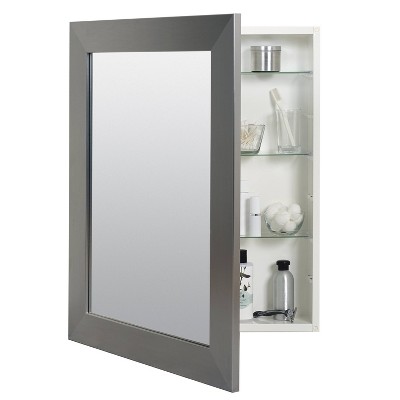 Frame Medicine Cabinet Brushed Nickel - Zenna Home: 30.5" Tall, Wall ...