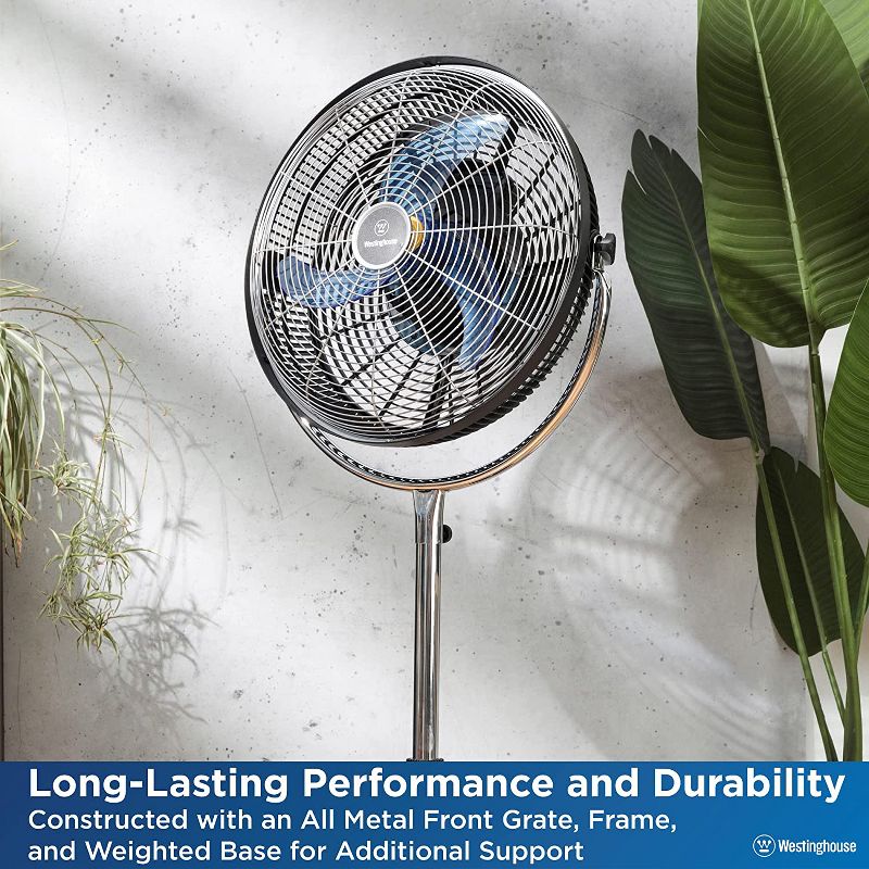 Westinghouse Oscillating Pedestal Fan  Powerful Commercial Grade 16inch 2-in-1 Fan, 360 Internal Oscillation Function, Turbo Power, and Three-Speeds, 4 of 7