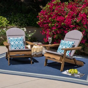 Christopher Knight Home Malibu Outdoor Acacia Wood Adirondack Chairs with Cushions (Set of 2) - 1 of 4