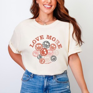 S.W.Smiley Love More Smiley Faces - Women's Garment Dyed Graphic T-Shirt - 1 of 4
