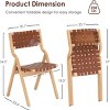 SEVOBAL Accent Chairs Foldable Wooden Chairs Woven Seat Rustic Accent Kitchen Dining Patio for Garden, Outdoors, Brown, 23.4"*34.3"*19" - 3 of 4