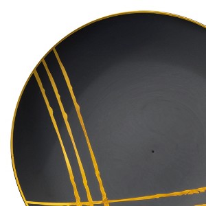 Smarty Had A Party 7.5" Black with Gold Brushstroke Round Disposable Plastic Appetizer/Salad Plates (120 Plates) - 1 of 4