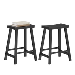 Set of 2 Bar Chairs Black - Vasagle: Steel Frame, Particleboard Seat, Kitchen Counter Height - 1 of 4