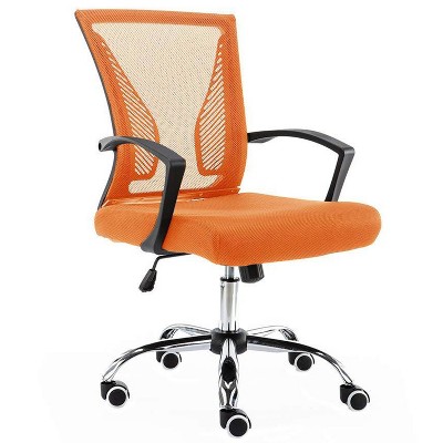 Modern Home Zuna Ergonomic Design Breathable Mesh Modern Mid Back Office Desk Chair w/ Lumbar Support, Steel Base, and Rolling Wheels, Black & Orange