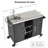 55.5" Outdoor Kitchen Island with Sink, Stainless Steel Prep Table with Spice Rack & Lockable Wheels, BBQ Grill Cart Station, Black - ModernLuxe - 4 of 4