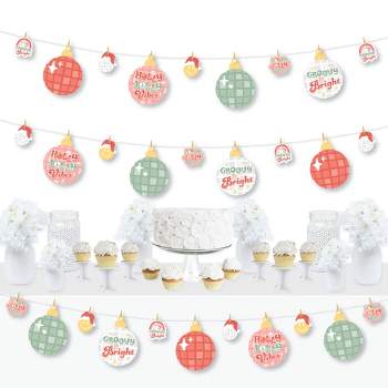 Big Dot of Happiness Groovy Christmas - Pastel Holiday Party DIY Decorations - Clothespin Garland Banner - 44 Pieces