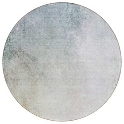 Beige Sky Blue And Teal Blue Ombre Washable Indoor Outdoor Area Rug