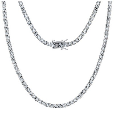 Tennis Necklace for Women Sterling Silver 3mm or 5mm Cubic Zirconia 16 or 18" Lengths by Ginger Lyne