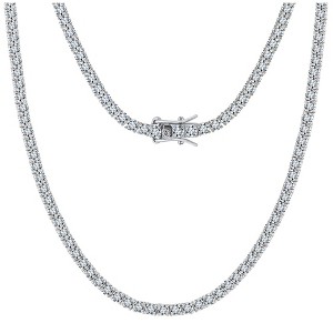 Tennis Necklace for Women Sterling Silver 3mm or 5mm Cubic Zirconia 16 or 18" Lengths by Ginger Lyne - 1 of 4