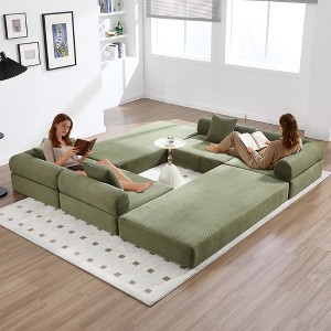 MOONMISS Convertible Corduroy Folding Sofa Bed, with Fixed Frame and Pillow Back Handrail, Folding Memory Foam Bed For Dormitory,Apt - 1 of 4