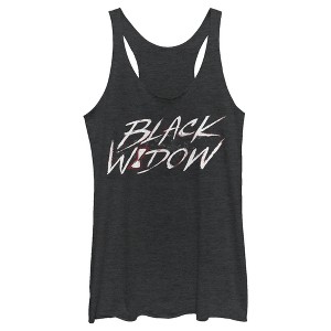 Women's Marvel Black Widow Chalk Logo Racerback Tank Top - 1 of 3