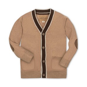 Hope & Henry Boys'  Tipped Cardigan with Elbow Patches, Kids - 1 of 3