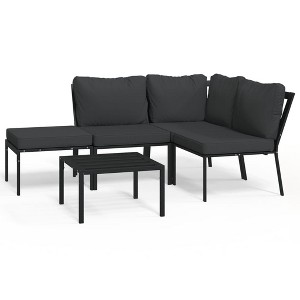 vidaXL Garden Lounge Set Black, Gray Powder-coated steel, Polyester fabric - 1 of 4