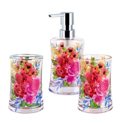 3pc Lotion Pump, Toothbrush Holder, Tumbler Floral Burst - Allure