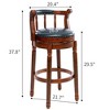 Lyngins Counter Height Bar Stool (29.5" Seat Height), 360° Swivel Bar Stool, Cow Top Leather Upholstery, Wooden Counter Stools with Curved Backrest - 4 of 4