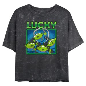 Junior's Toy Story Little Green Men Lucky Crop T-Shirt - 1 of 4