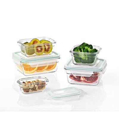 Glasslock Clear Glass Food Storage Containers with Lids, 10-Piece Set