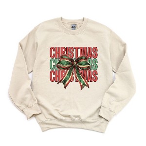 Simply Sage Market Women's Graphic Sweatshirt Coquette Christmas Stacked - 1 of 4