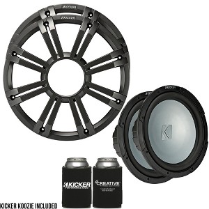 Kicker - Two 12 Inch LED  Marine Subwoofers in Charcoal, 2 Ohm Bundle 4 Ohm each - 1 of 4