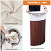 Bamboo Laundry Hamper Large with Removable 4-Section Liner, Foldable Storage Basket with Lid and Handles for Bedroom, Laundry Room, Small Spaces - 3 of 4