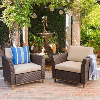 Nertpow Single Outdoor Club Chair ¨C Durable PE Rattan & Iron Frame with Waterproof Cushion for Patio, Porch & Poolside