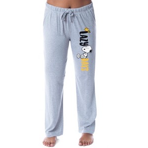 Peanuts Womens' Snoopy and Woodstock Lazy Days Sleep Pajama Pants Grey - 1 of 4