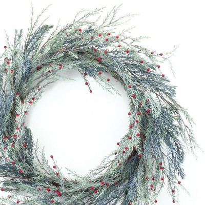 Natural Green and Red Pine Berry Artificial Holiday Wreath