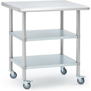 Stainless Steel Workbench with Adjustable Shelves and Universal Wheels, Commercial Kitchen Prep Table, Heavy-Duty Workbench for Restaurants, Outdoors - 1 of 4