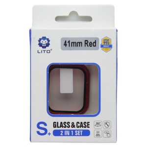 LITO S+ Glass & Case (2 in 1 Set) for Apple Watch Series 9/8/7 (41mm) - Red - 1 of 1