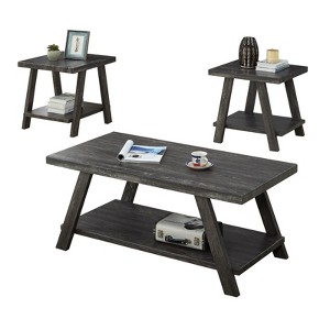 Vynxaria Series 48 in. Charcoal Rectangular Wood Top End Table with Shelf Storage - 1 of 4
