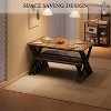 Dining Table Set for 4 with 2 Upholstered Benches - 2 of 4