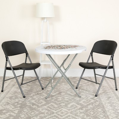 Black Metal Armless Folding Reception Chairs, Set of 2