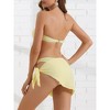 INSPIRE CHIC Women's Ribbed O Ring Bandeau Bikini Sets Back Buckle Triangle Thong Bottom Swimwear Bathing Suits 3 Pieces - 3 of 4