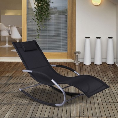 Elysian Black Zero Gravity Rocking Chaise with Cushioned Headrest